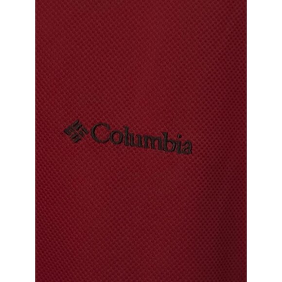 Columbia Sportswear Men's Polo Shirt L/G Red Polyester Short Sleeve Burgundy - Picture 4 of 6